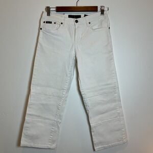Baby‎ Phat Cropped Jeans Women 5 White Excellent Y2K Logo Denim Pants